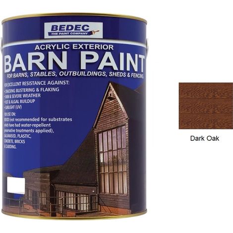 Bedec Barn Paint - Semi-Transparent Wood Stain - Dark Oak - 2.5L