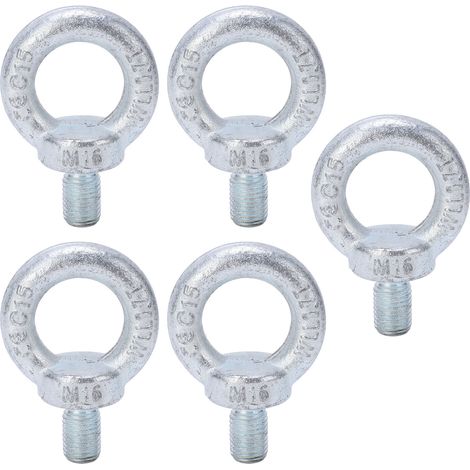 5 pièces boulon à œil de levage électroplaqué zinc blanc acier Q235, œillet fileté M16 pour usage industriel (1/5)