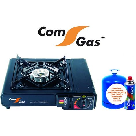 comgas cocina gas dual a bombona y cartucho 227gr portatil maletin bs102dual