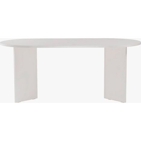 Mobilier Deco – Table à manger ovale 180 cm – Plateau mélaminé blanc – Design moderne et convivial – Idéale pour repas en famille
