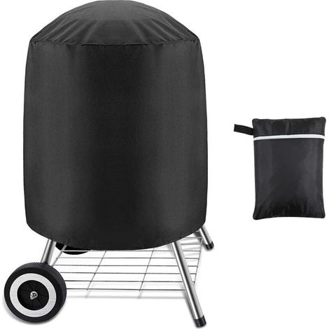 Lot de 1, housse pour grill à charbon, housse imperméable pour grill extérieur, grill rond, noir, (70 x 70 cm) (1/4)