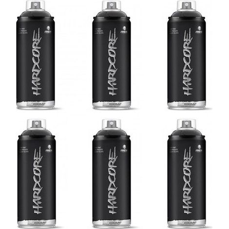 Lot de 6 bombes de peinture Hardcore MTN - Noir mat (1/4)