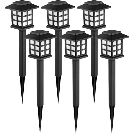 Éclairage solaire extérieur, lot de 6 lampes solaires LED étanches, éclairage de sentier solaire pour votre jardin, aménagement paysager, allée, cour, entrée de garage, reste illuminé pendant 10 heure (1/2)