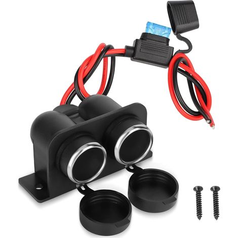 Double Prise Allume-Cigare 12V 3.1A 120W Étanche avec Fusible Lame - Prise de Remplacement pour Voiture, Camping-Car, Bateau, Moto, Quad, Camion, Fourgon, Van, Tracteur, SUV, Véhicule Récréatif (1/5)
