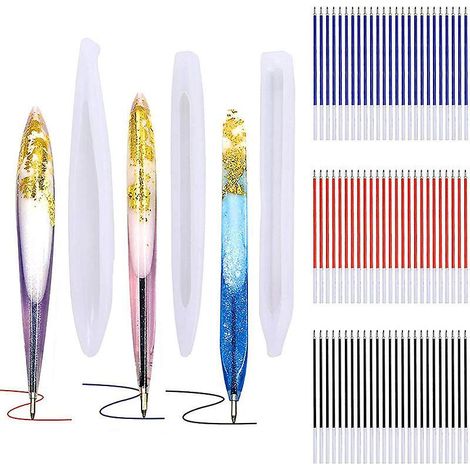 3 Pices Moules Avec 45 Recharges De Rsine De Silicone Stylo Bille Bricolage Moules De Stylo Bille En Silicone Moule En Rsine De Silicone Moule S (1/5)