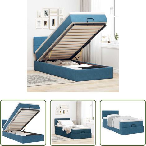 vidaXL Samt - Ottoman-Bett mit Matratze Dunkelblau 100x200 cm Samt (1/5)