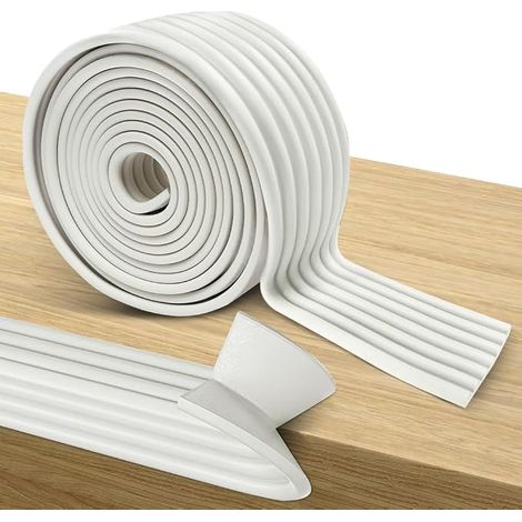 Protection de Bords en Mousse 5 m x 80 mm x 8 mm Autocollante, Bande de Sécurité Anti-Choc pour Meubles, Coins et Arêtes, Protection Bébé Enfants pour Table, Lit, Bureau et Rebords, Blanc (1/5)