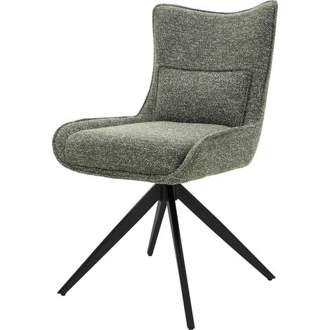 ML-Design Poltroncina sala da pranzo girevole a 360° imbottita con rivestimento in tessuto gambe in acciaio e piedini antigraffio regolabili sedia moderna per cucina soggiorno e salotto verde (1/5)
