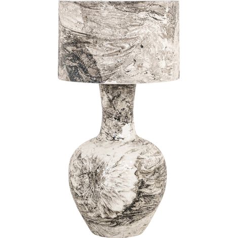 Lampe de table marbrée noire et blanche style décoratif sculptural - Marbré noir et blanc (1/5)