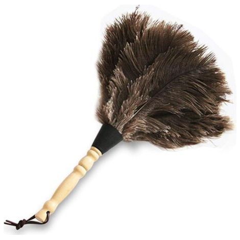 Ostrich feather duster with wooden handle, 30 cm (1/5)