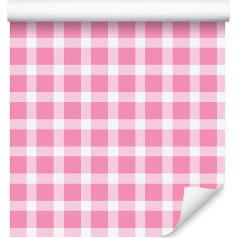 Carta da parati rosa a quadri rosa cipria per soggiorno e camera da letto 50x1000 cm (1/5)
