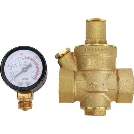 DN15 1/2 pouces réducteur de pression et jauge intégré filtre Type à Piston en laiton vanne de contrôle de pression d'eau (1/5)