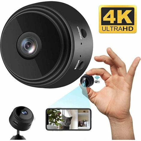 Mini caméra espion, caméra de sécurité 4K HD WiFi à résolution réglable avec vision nocturne et détection de mouvement pour une utilisation intérieure/extérieure. (1/5)