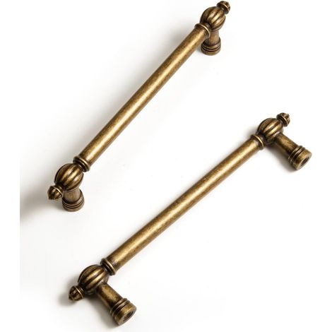 JSSEVN-tiradores para armarios de latón antiguo y aleación de zinc - Distancia entre orificios: 128 mm - Tiradores clásicos de estilo vintage para cajones de armarios de cocina