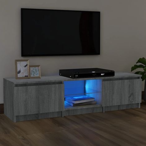 Meuble TV avec lumières LED pour Salon - Armoire TV Moderne Sonoma gris 140x40x35,5 cm BV796576 - BonneVie (1/5)