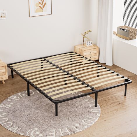 Dewinner – Sommier à lattes sur pieds 160x200 cm – Structure en acier renforcé – 9 pieds inclus – Montage rapide et facile – 28 lattes pour soutien optimal