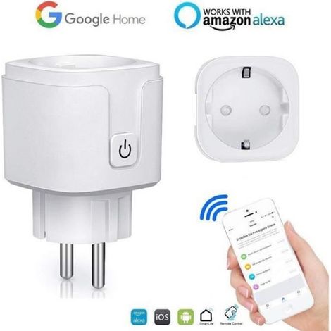 Prise Connectée Wifi, 16A Compatible avec Android iOS Amazon Alexa Google Home Assistant, Courant Programmable Télécommande App (1/4)