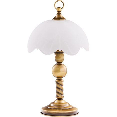 Lampada da tavolo retro ottone patinato bianco E14 11W Jupiter