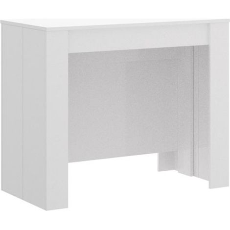 Pegane – Table extensible blanche brillante 77 x 90 cm – Dimensions ajustables 54-239 cm – Panneaux mélaminés – 5 positions pratiques (1/2)