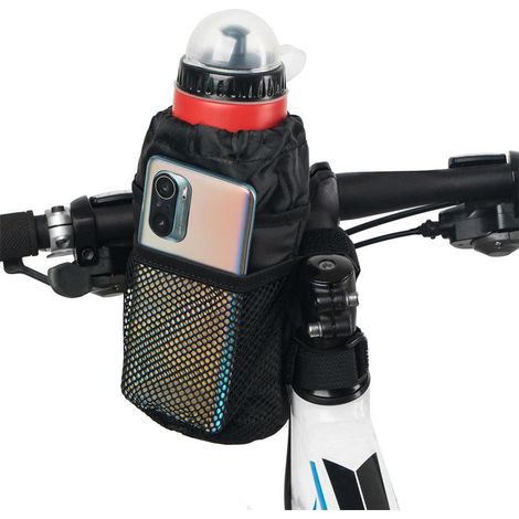 Pochette porte-bouteille de vélo (2010,510,5 cm), organisateur de barre chauffante étanche pour guidon de vélo, pochette pour téléphone portable avec boucle, porte-gobelet durable en Oxford avec bando (1/5)