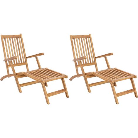 Faltbarer Deckstuhl 2 pcs Natur Massivholz Teak vidaXL (1/5)