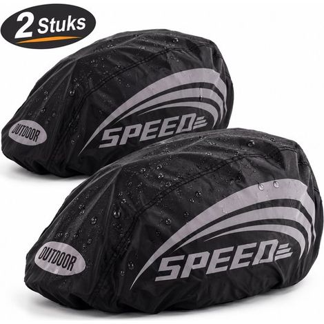 Housse de pluie pour casque de vélo - Housse de casque - Housse de protection déperlante pour casque de vélo - Ajustement universel - Compact & Léger - 2 pièces - Noir (1/5)