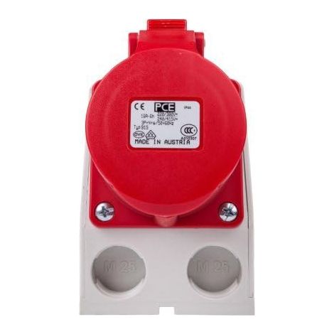 Prise combinée avec sectionneur 0-1 M25 16A 5P 400V rouge IP44 915-6W