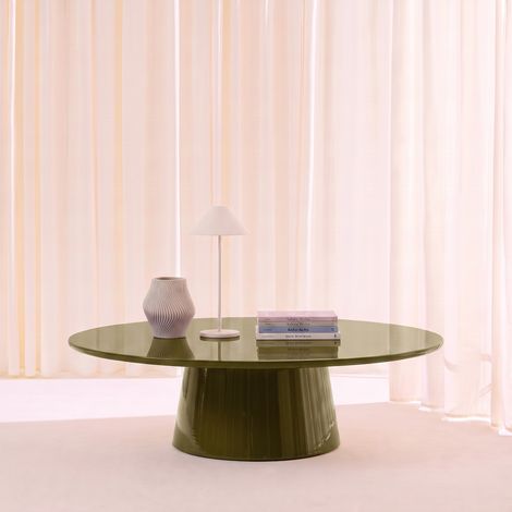 sweeek - Table basse ovale finition glossy kaki - Nell (1/5)