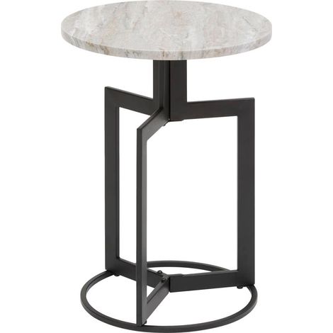 Table d'Appoint Effet Marbre "Tusco" 49cm Noir
