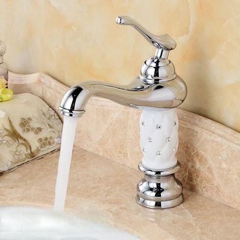 Retro Einhebelmischer Wasserhahn Bad Waschbeckenarmatur, Antike Messing Armatur Bad Mischbatterie Waschbecken Armaturen, Elegant Heißes Kaltwasserhahn Gäste WC Waschtischarmatur