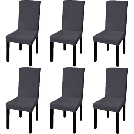 Funda para silla elástica recta 6 unidades gris antracita