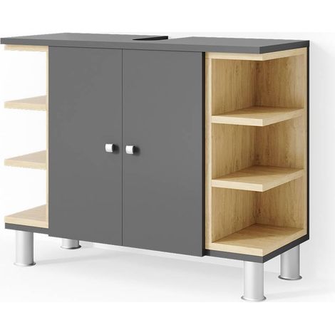 Meuble sous vasque simple Aquis, Anthracite, 79.6 x 64 cm, Vicco (1/5)