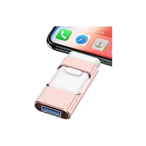 Clé USB pour iPhone 128 Go, clé USB photo, clé mémoire USB, transfert de fichiers haute vitesse, stockage externe (1/5)