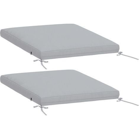 Lot de 2 coussins pour chaise de jardin 50x50 cm gris, galettes haute densité antidérapantes, assise extérieure confortable, rembourrage épais pour mobilier terrasse. (1/5)