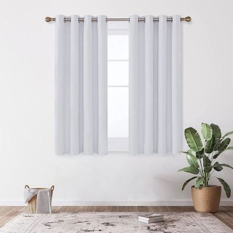 Rideaux occultants isolants -114x132 CM (Largeur x Hauteur) - Design Moderne à Oeillets - blanc - 2 pièces 114 x 132 cm blanc