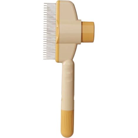 Brosse autonettoyante anti-poils pour chats et chiens avec bouton de dégagement – Dents en acier inoxydable, pointes arrondies, poignée ABS (1/5)