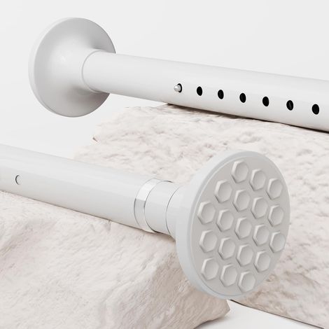 barre de douche extensible barre de rideau sans percage extra longue Pour les armoires, les salles de bains, les espaces de suspension 32 mm de diamètre 300-355CM(Φ32MM) blanche (1/5)