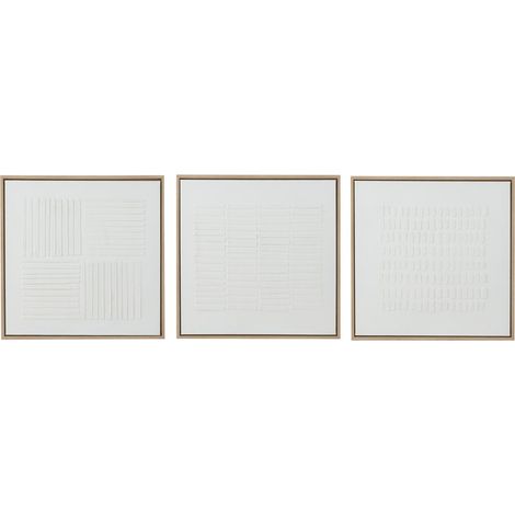 Tableau texturé minimaliste en toile - blanc et bois clair (1/5)