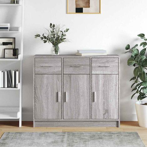 Aparador madera de ingeniería gris Sonoma 91x28x75 cm (1/4)