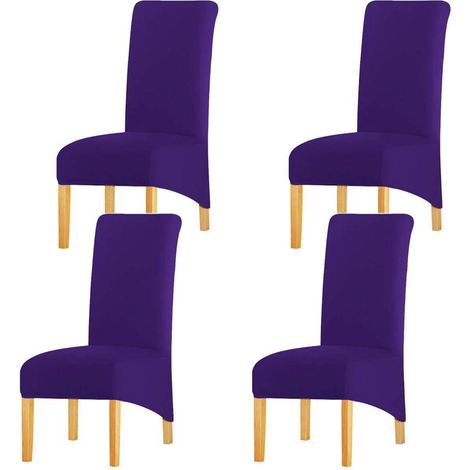 XL Stuhlhussen für Esszimmer, hochlehner, Spandex, dunkelviolett, 4er-Set (1/5)