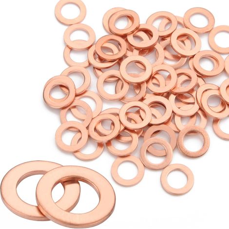 Metall-Unterlegscheiben, Kupfer-Abflussdichtung, M10, 50 Stück, Unterlegscheiben für Türscharniere, Flachdichtung, Abflussstopfen-O-Ring für Schraubbefestigungen, Dichtungsschrauben, Dichtungsringe (M