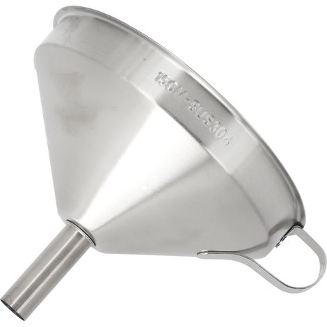 Entonnoir de cuisine en acier inoxydable 304 avec filtre, 15 cm de diamètre, pour transfert de liquides et ingrédients secs (1/5)
