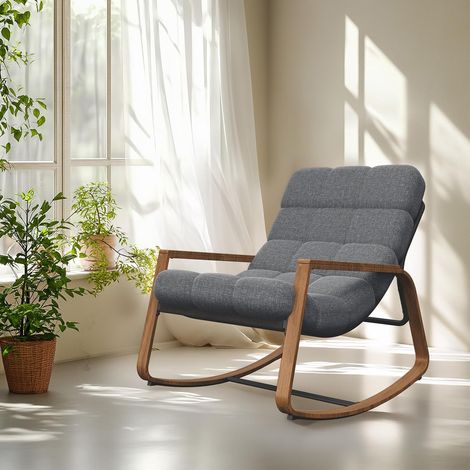 Grand patio Fauteuil à bascule d'extérieur en métal avec coussin, chaise longue, fauteuil à bascule, fauteuil de relaxation, d'allaitement, résistant aux intempéries, pour jardin, balcon, terrasse (1/5)