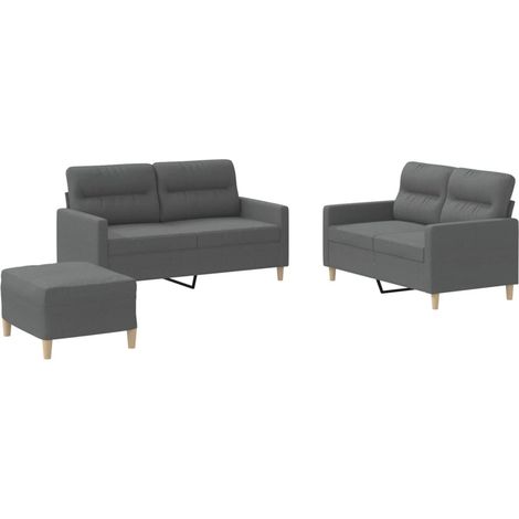 Ensemble de Canapé  Sofas 3 pcs avec coussins Gris foncé Tissu (1/5)
