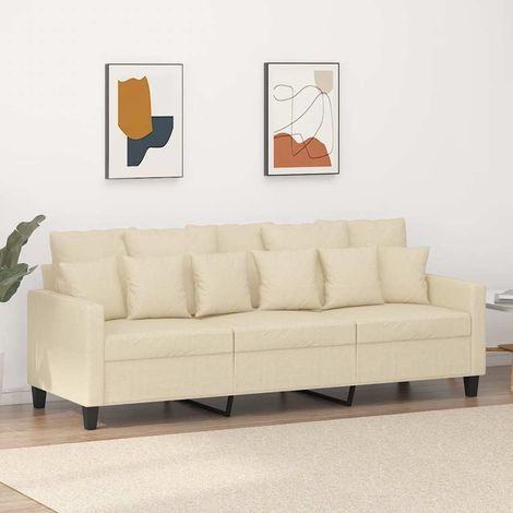 Sofá de 3 plazas de tela crema 180 cm vidaXL