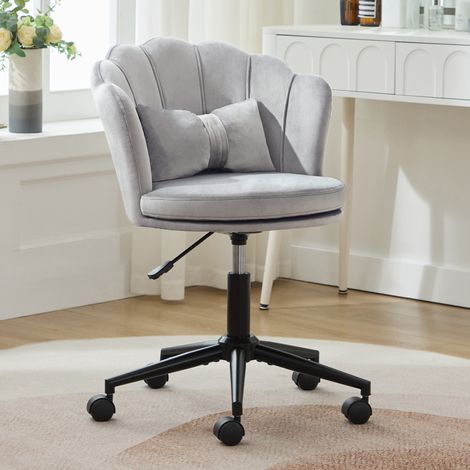 Chaise de coiffeuse dossier pétale coussin lombaire papillon hauteur réglable assise moelleuse 53x50x86-96cm