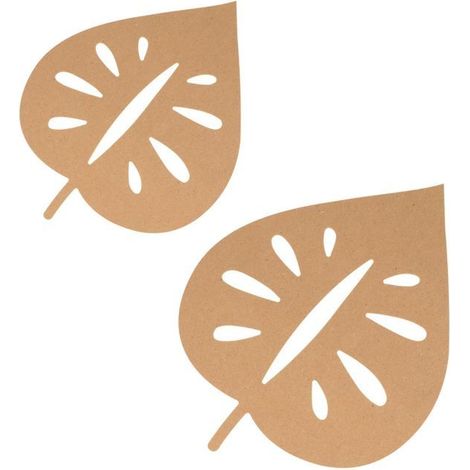 2 feuilles tropicales en bois 15/25 cm