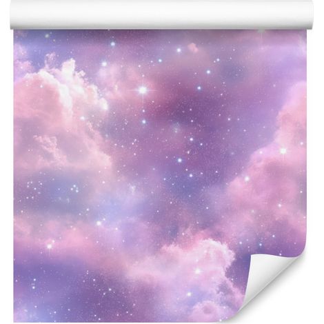 Papel pintado de galaxia en acuarela morado y lavanda, fondo lavanda 50x1000 cm (1/5)