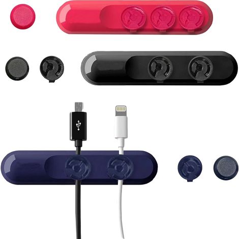 Gestion des câbles, lot de 3 avec 9 clips, organisateur de câbles magnétique auto-adhésif, support de câbles pour bureau, table de chevet, chargeur (1/5)