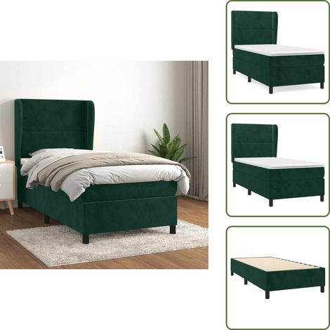Boxspringbett mit Matratze Dunkelgrün 100x200 cm Samt - Samtbett - Boxspringbett - Doppelbett - Betten Günstig - Luxusbett (1/5)
